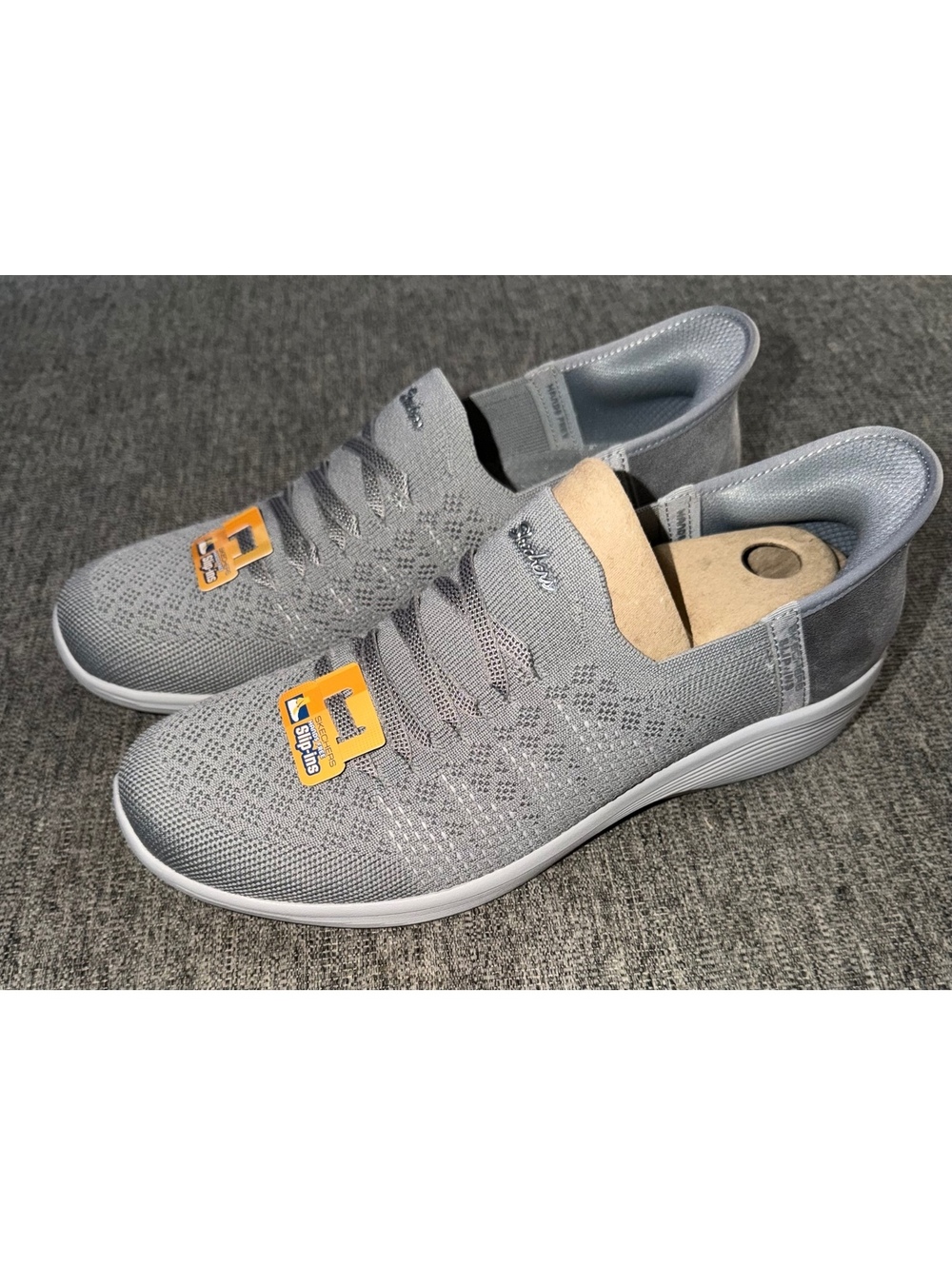 Skechers WMNS 10 Hands Free Slip-ins Arya Knit Gray Walking Shoes 158918 NIB - Picture 2 of 11
